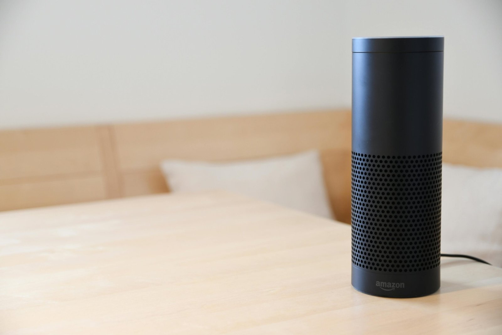 Black Amazon Echo On Table