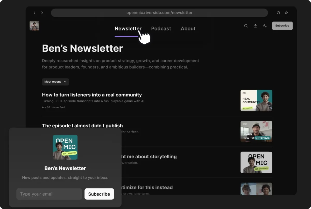 Riverside moves into newsletters, turning recorded conversations into publishable content