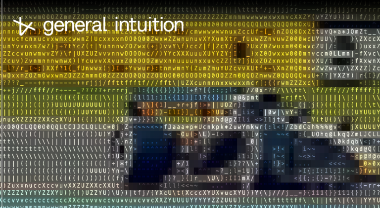 General Intuition logo concept with AI agents and gameplay data theme