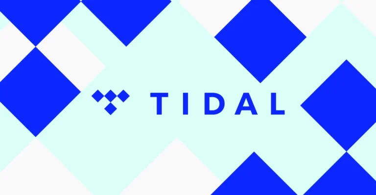 Tidal logo with blue diamond patterns on a light blue background.