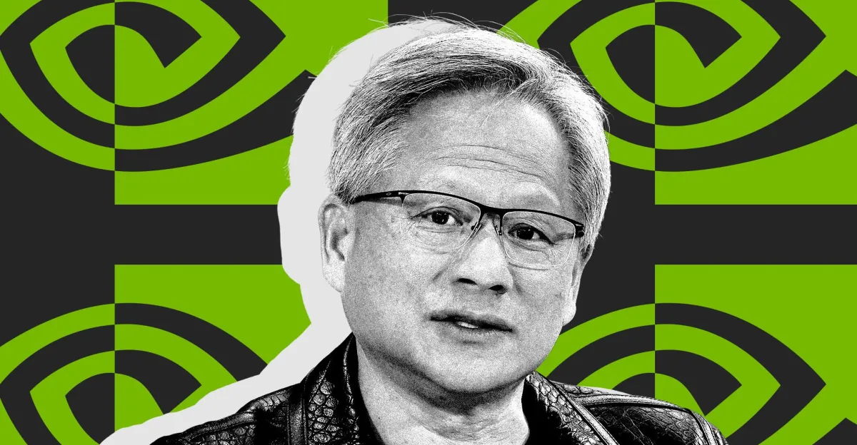 Man wearing glasses and a leather jacket, with a graphic green and black background featuring eye-like patterns.