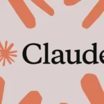 The word "Claude" in bold black text with orange asterisk designs on a light background.