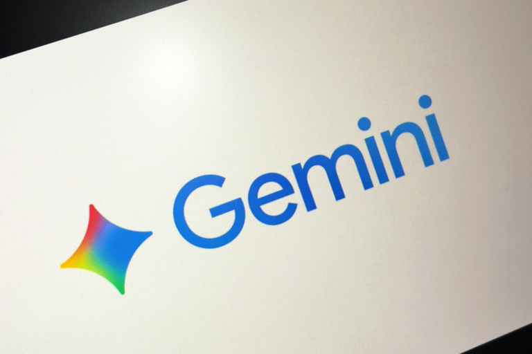 Google Gemini logo featuring a colorful, star-shaped icon next to the word "Gemini" in blue text on a white background.