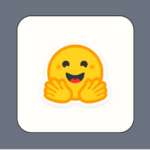 Smiling yellow emoji with open hands on a white square background, framed by a gray border.