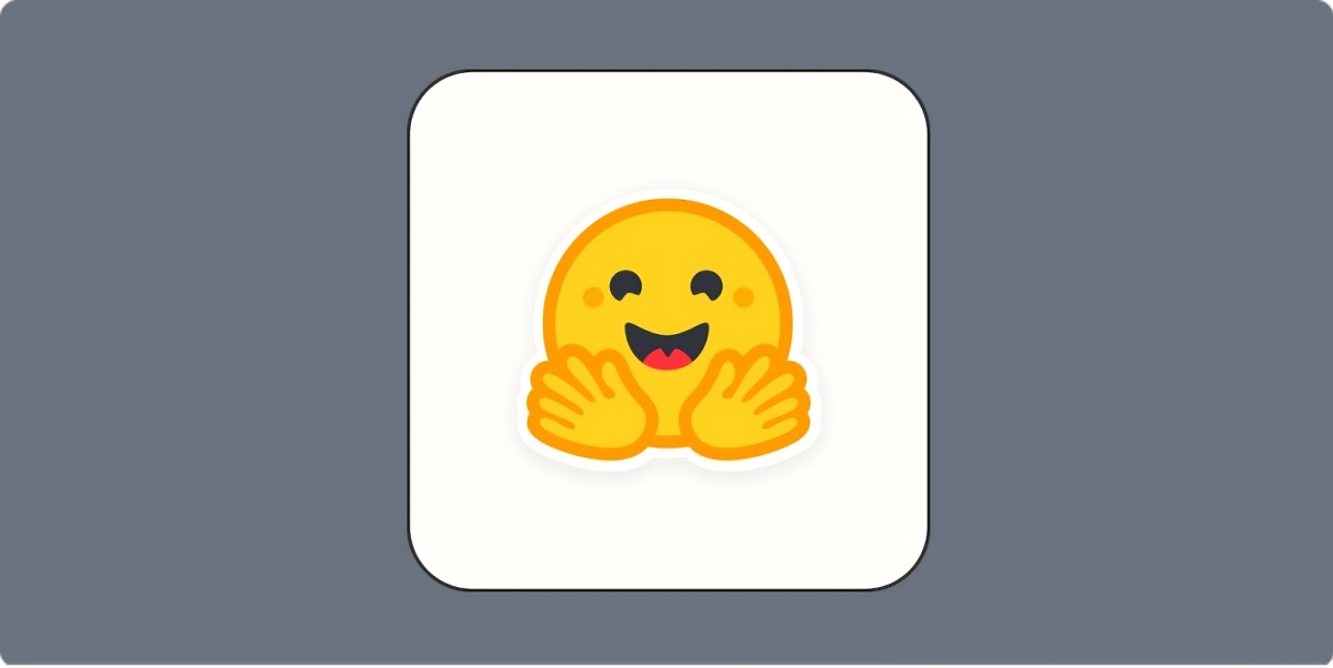 Smiling yellow emoji with open hands on a white square background, framed by a gray border.