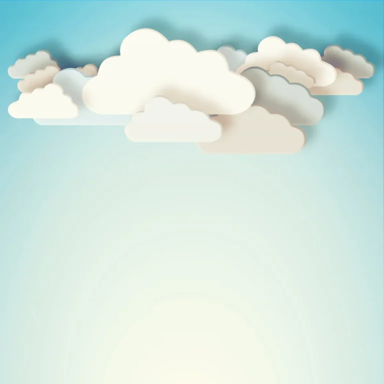 Layered white clouds against a blue gradient background