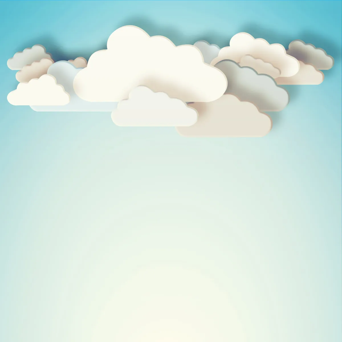 Layered white clouds against a blue gradient background