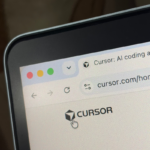Browser tab showing "Cursor: AI coding agent" and URL "cursor.com/home" with logo and cursor icon displayed.