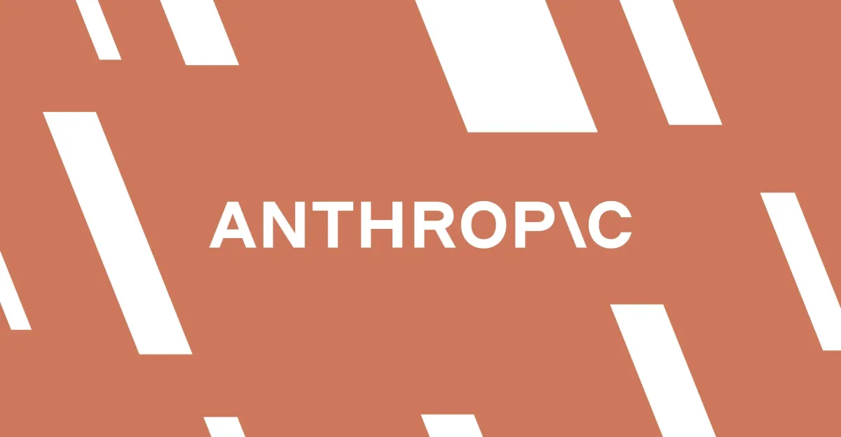 Anthropic logo on a brown background with white diagonal lines