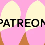 The word "Patreon" in bold black text over a pink, cream, and brown abstract background.