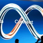 Infinity symbol on blue background with "Meta Connect 2026" text, silhouettes of two people at bottom.