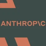 Anthropic logo in orange text with abstract geometric design on a dark background.