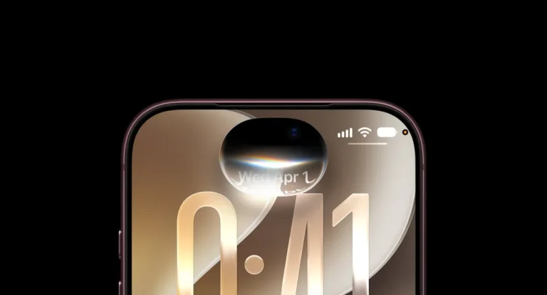 Close-up of iPhone screen showing time 0:41, date Wed Apr 1, and signal icons on a black background.