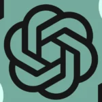 Abstract geometric knot pattern on a teal background, featuring interlocking black and white lines.