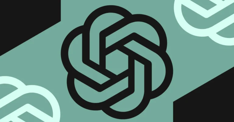 Abstract geometric knot pattern on a teal background, featuring interlocking black and white lines.