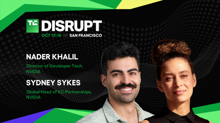 TechCrunch Disrupt 2026 banner with two people, names and titles, event dates Oct 13-15, San Francisco.