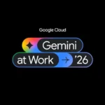 Google Cloud Gemini at Work '26 logo with colorful gradient on black background.