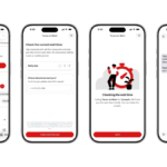 Four smartphone screens show Yelp Assistant checking restaurant wait times via text for a party of two at Tacos on Main.