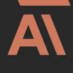 Large orange letters "AI" on a black background, with a geometric design partially visible.