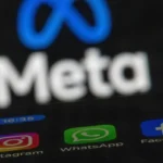 Meta logo with Instagram, WhatsApp, and Facebook app icons below it, time displayed as 16:35.