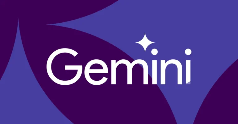 The word "Gemini" in white text on a purple background with a star symbol above the "i".