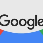 Google logo centered on a background with red, blue, and green curved sections.