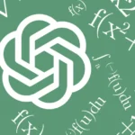 OpenAI logo on a green background surrounded by mathematical equations and symbols.