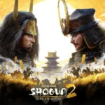 Two samurai facing off with dramatic skies, pagoda in background, Total War Shogun 2 Complete Edition text at bottom center.